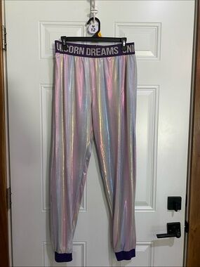 Unicorn Dreams Iridescent Jogger Pants - Silver/Pastel